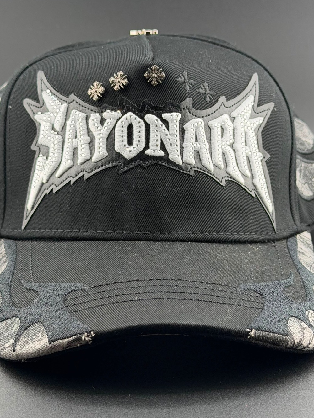 Sayonara Embellished Black Baseball Cap